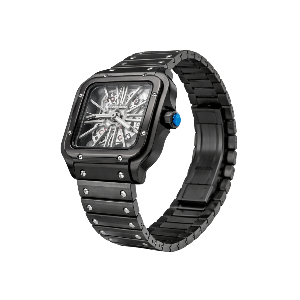 Cartier Santos de Cartier Skeleton Large Black Steel Watch