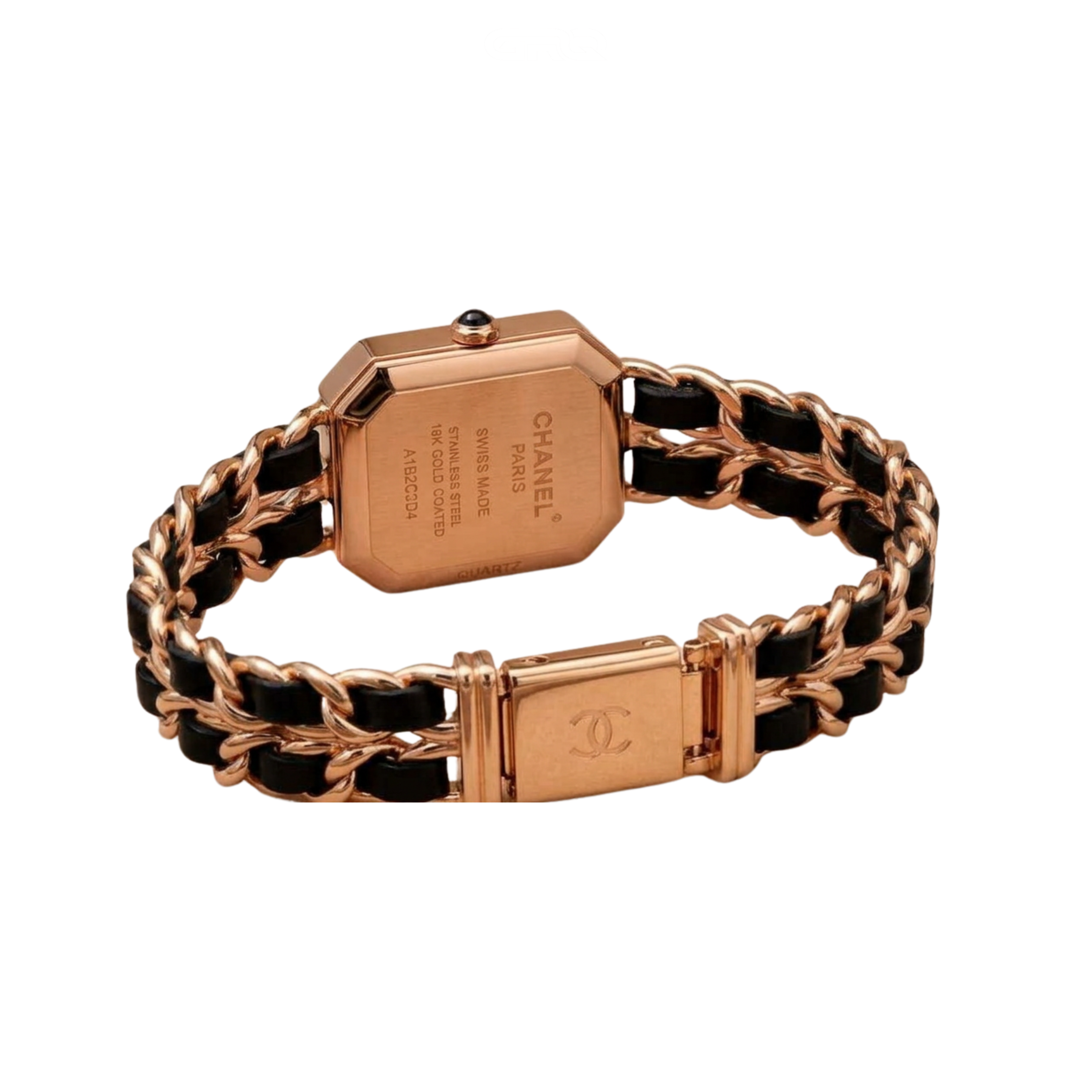 Chanel Première Édition Originale Rose Gold & Black Leather Chain Watch