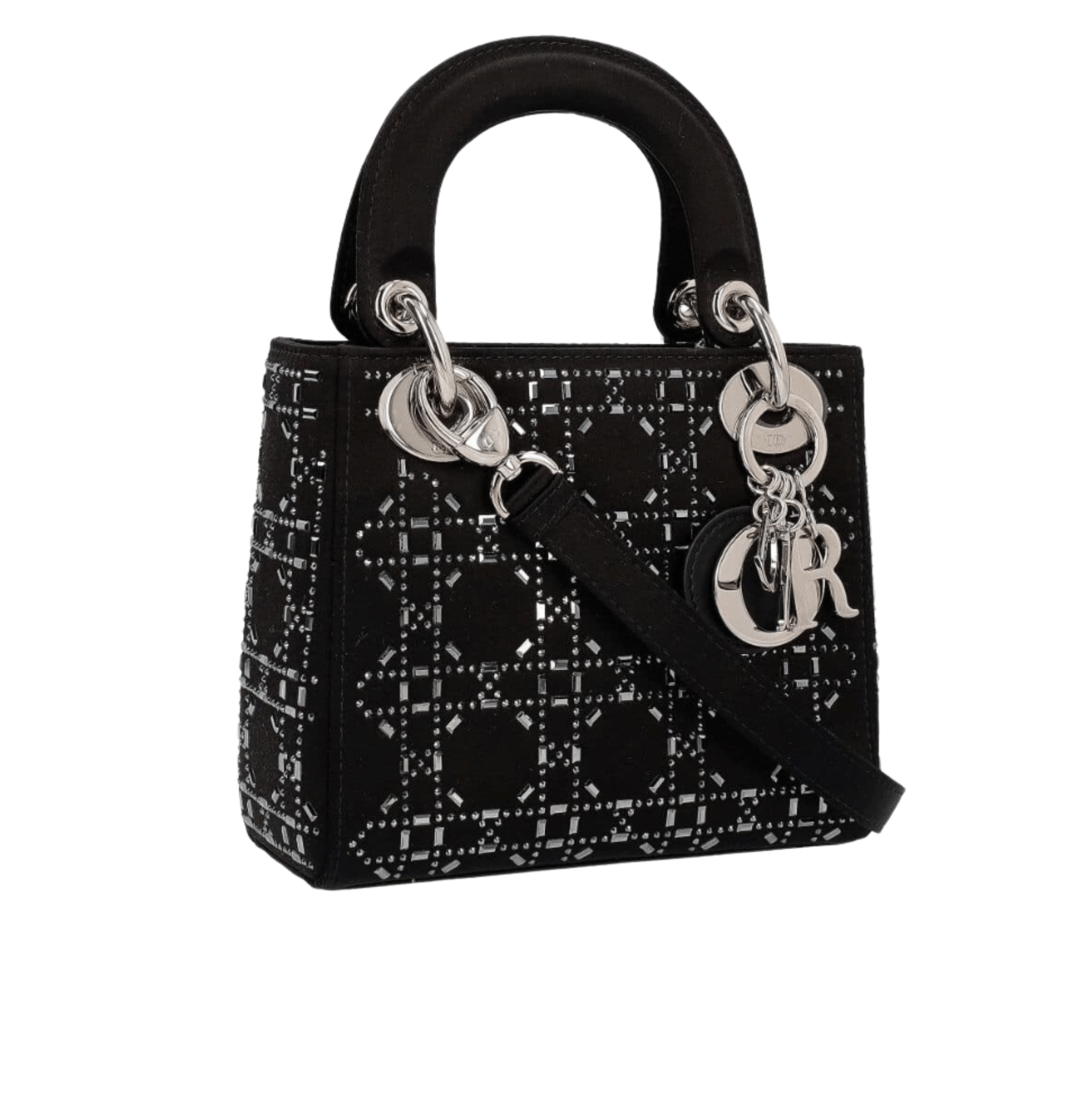 Dior | Bag In Black Strass Cannage Satin - Free & Fast UAE Shipping