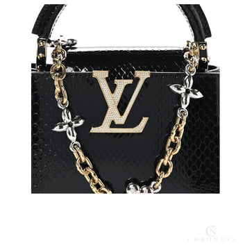 Louis Vuitton | Snakeskin Flower Chain Capucines Mini Bag In Black - Free & Fast UAE Shipping