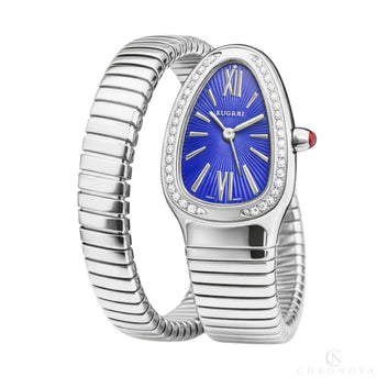 Bvlgari Serpenti Tubogas Blue Dial Silver Steel Watch