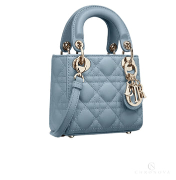 Dior | Lady Dior Micro Bag In A Soft or Dusk Blue - Free & Fast UAE Shipping