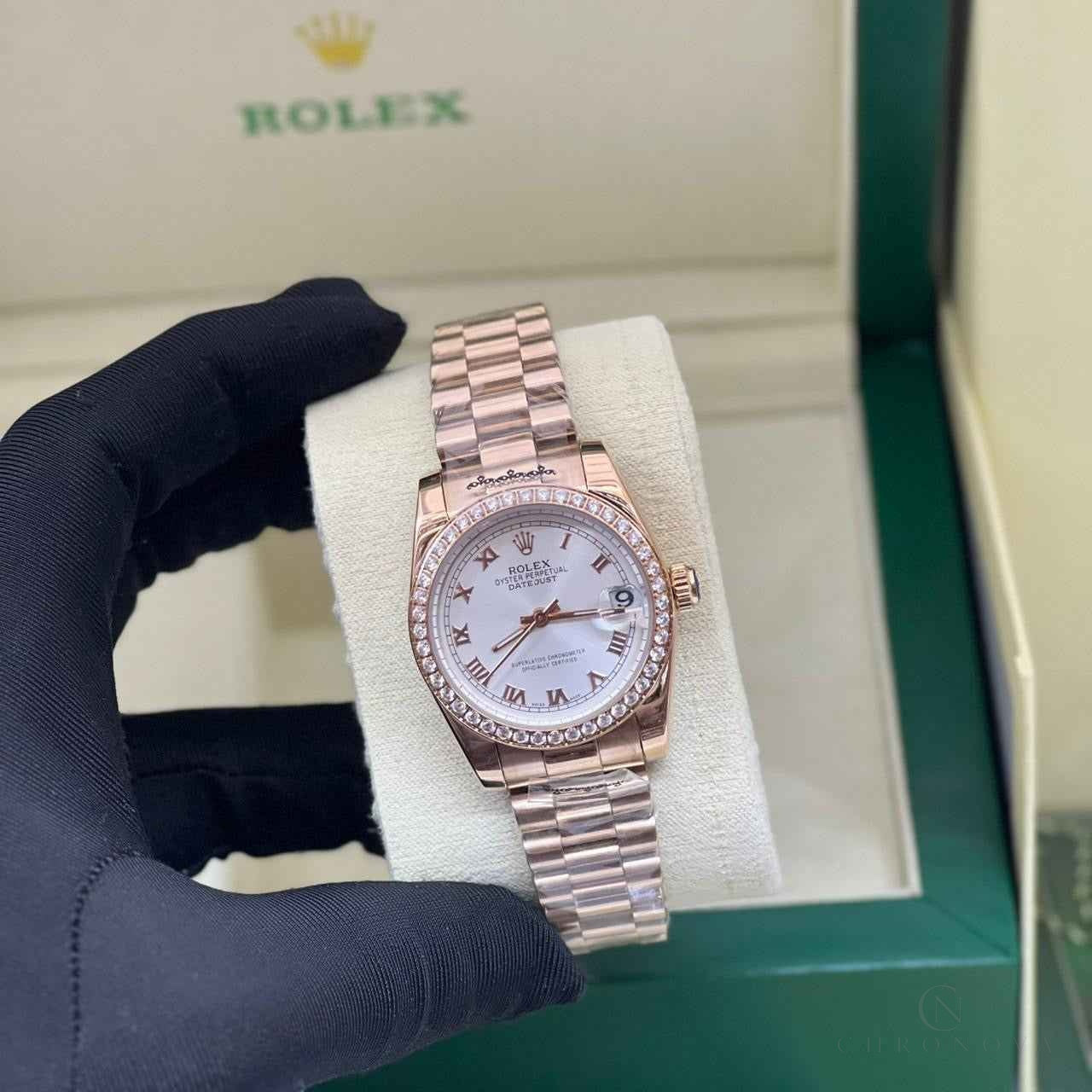 Rolex Watch | Datejust Silver Dial Diamond Bezel