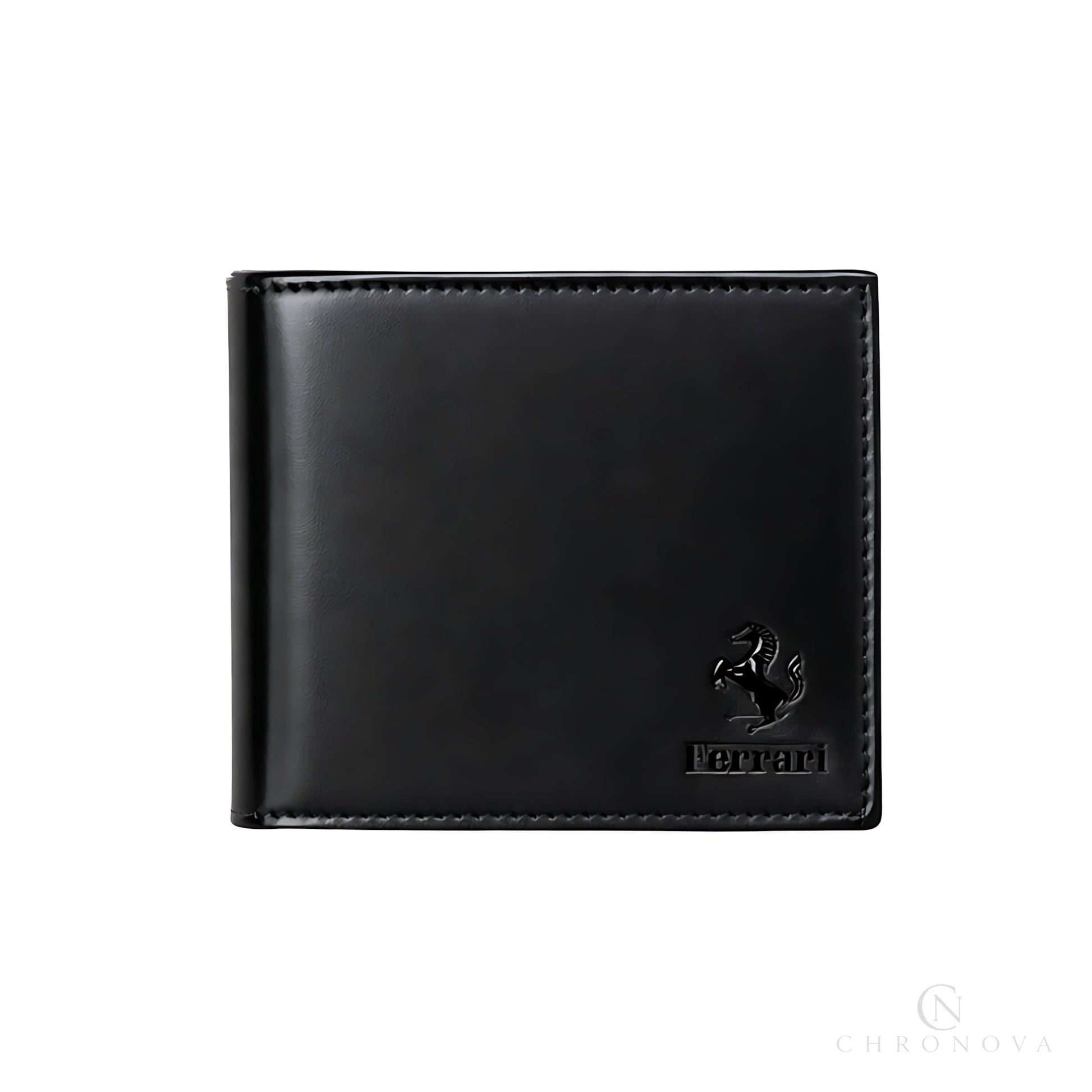 Ferrari Wallet | Black Red Leather Horse Logo - View 1