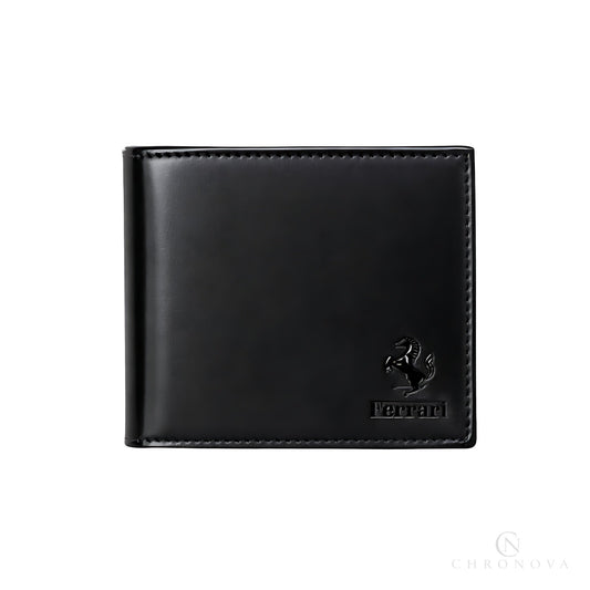 Ferrari Wallet | Black Red Leather Horse Logo - View 1