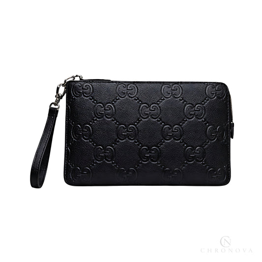 Gucci Pouch | Black Leather Logo Canvass - View 1