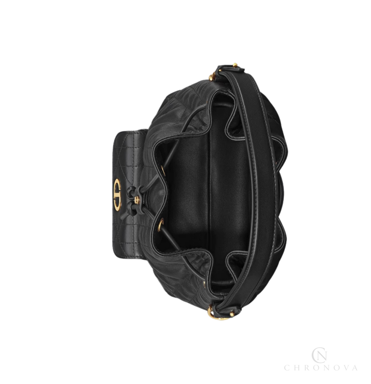 Dior | Caro Backpack In Black Macrocannage Lambskin - Free & Fast UAE Shipping