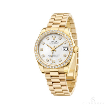 Rolex Datejust White Diamond Dial Bezel Watch