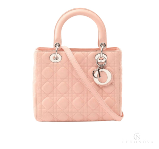 Dior | Lady Dior Handbag In Pink Leather - Free & Fast UAE Shipping