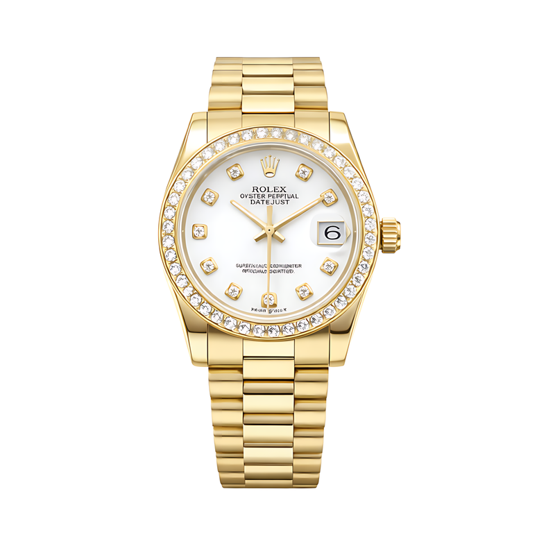 Audemars Piguet Royal Oak Watch – Yellow Gold White Diamond Dial