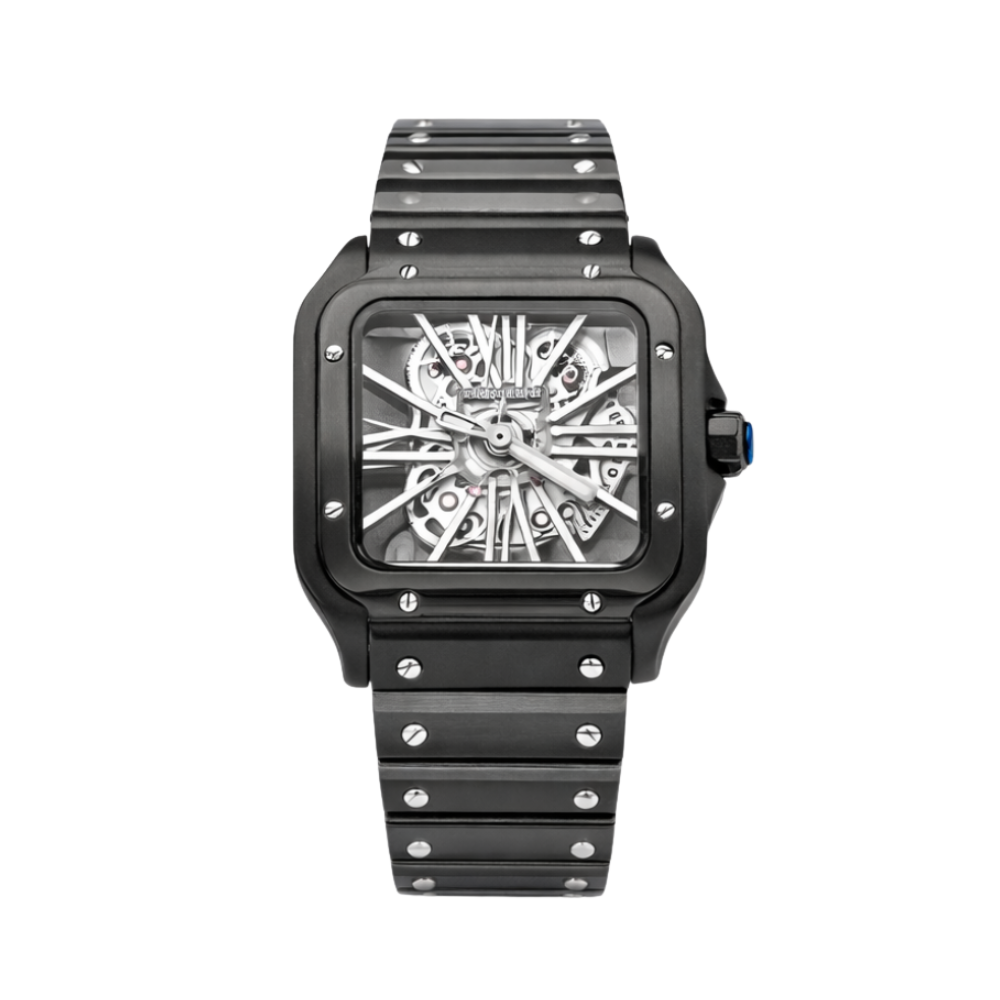 Cartier Santos de Cartier Skeleton Large Black Steel Watch