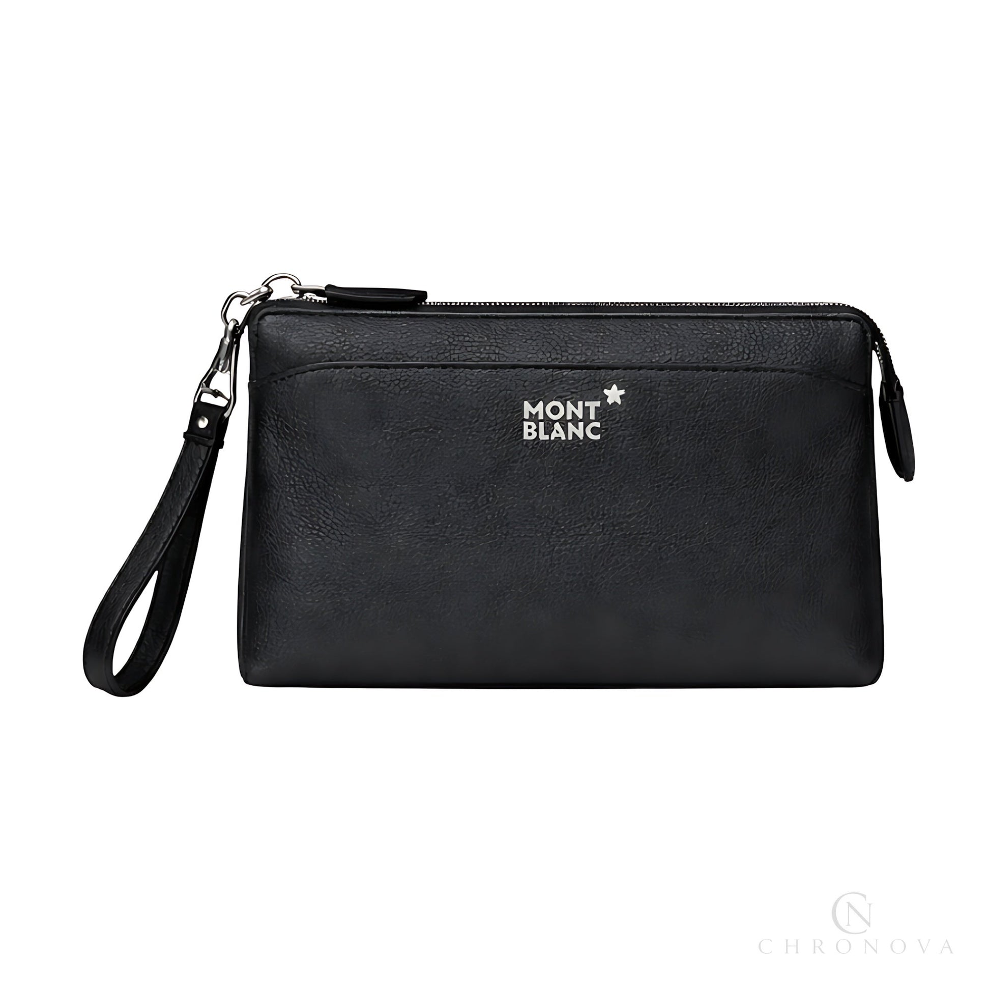 Mont Blanc Wrist Pouch | Mont Blanc Black Canvass Leather - View 1