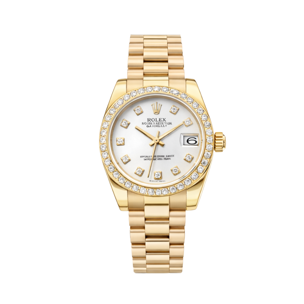 Rolex Datejust White Diamond Dial Bezel Watch