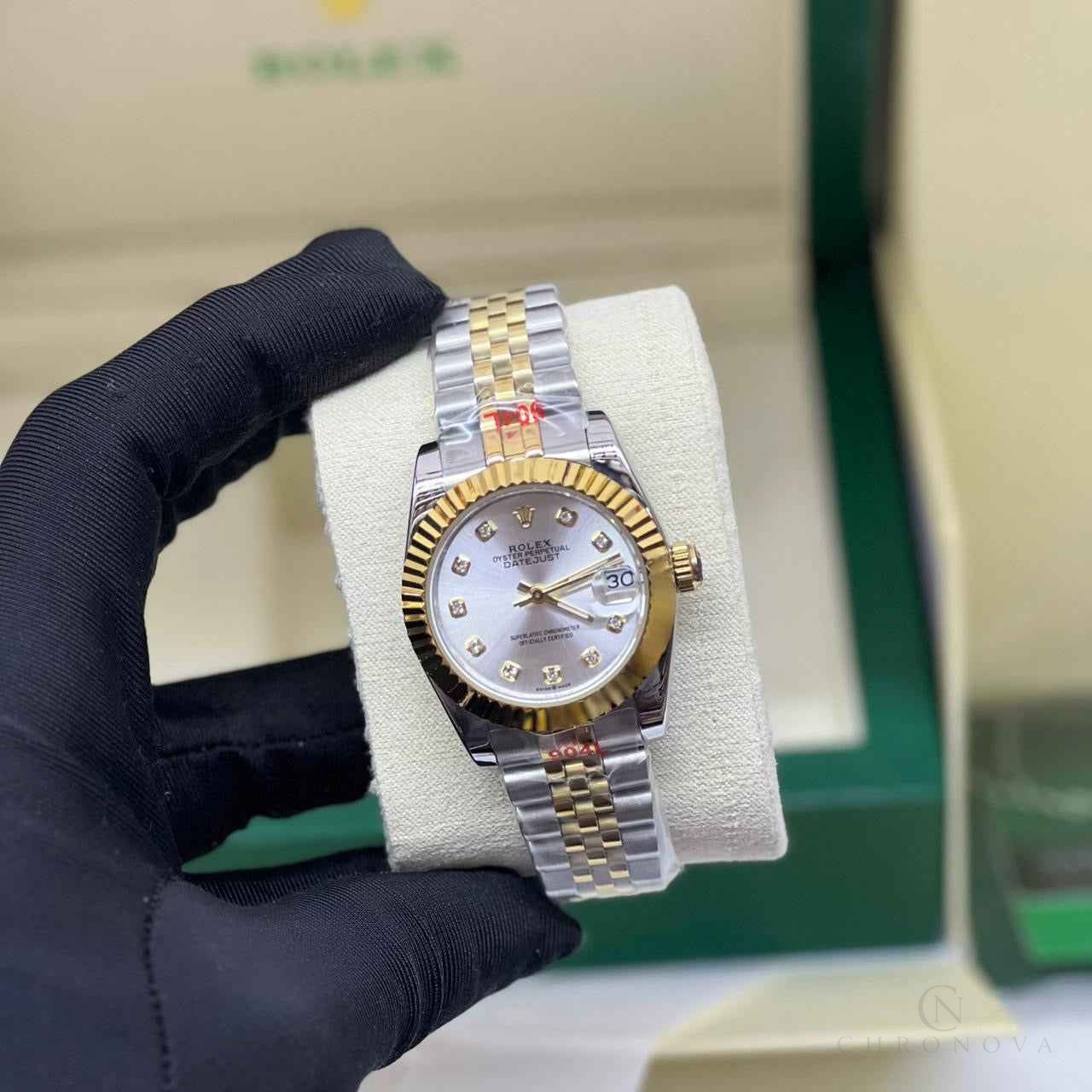 Rolex Watch | Datejust Silver Diamond Dial