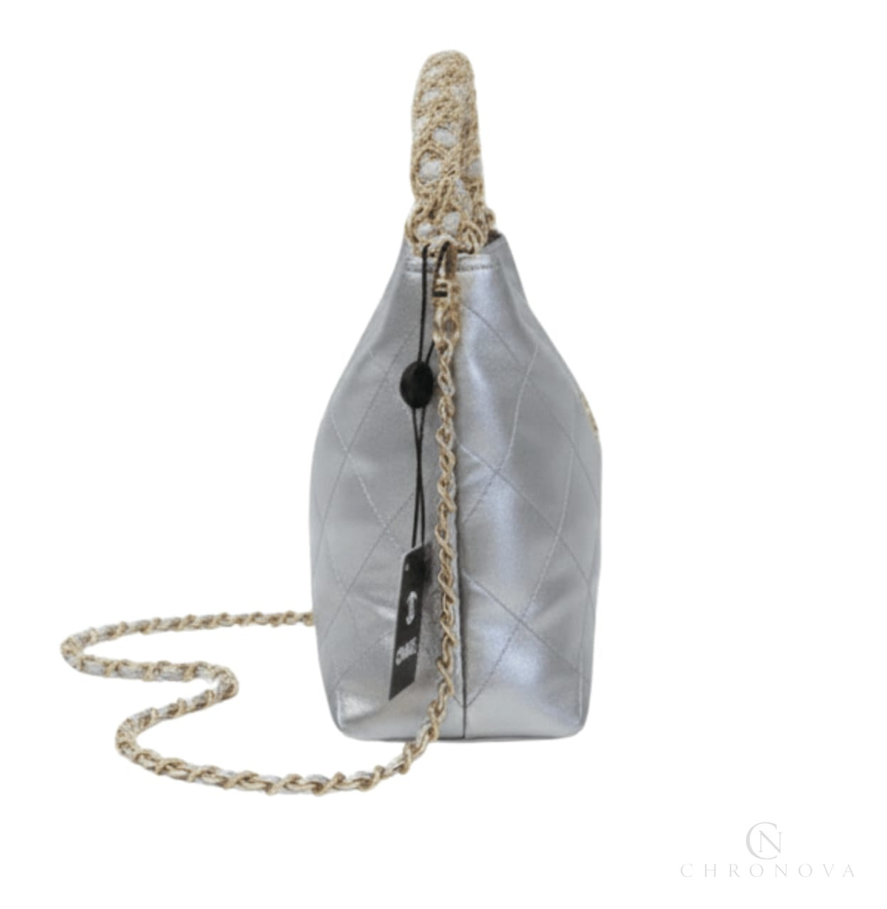 Chanel | Metallic Lambskin Chain Rows Quilted Chain Hobo Bag In Silver. - Free & Fast UAE Shipping
