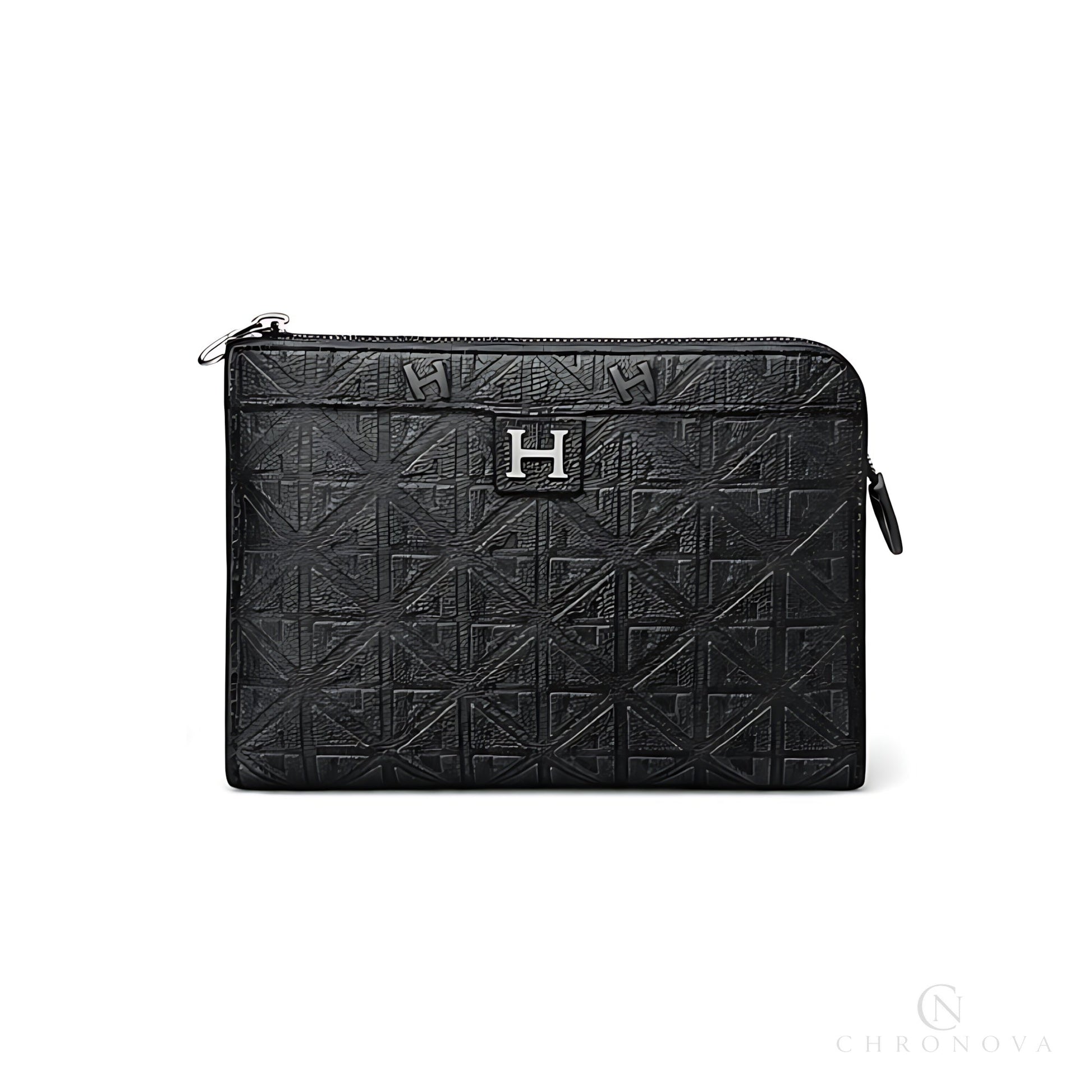 Hermes Wrist Pouch | black embossed pattern - View 2