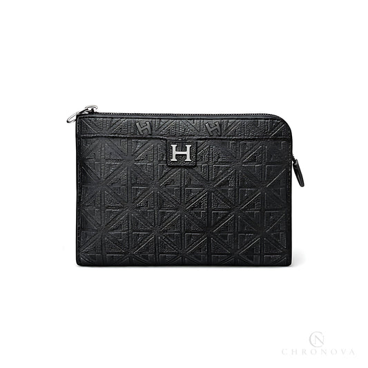 Hermes Wrist Pouch | black embossed pattern - View 2