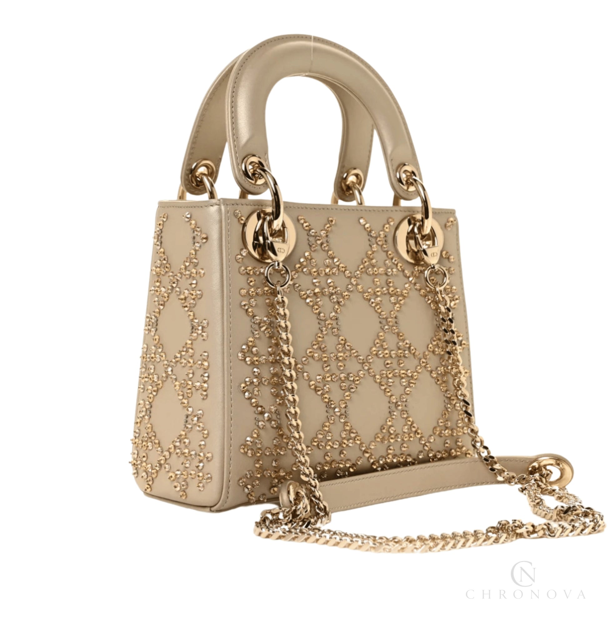 Dior | Bag In Platinum-tone Metallic Cannage Lambskin - Free & Fast UAE Shipping