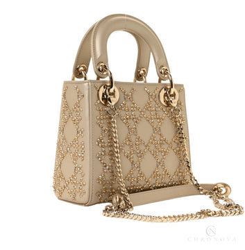 Dior | Bag In Platinum-tone Metallic Cannage Lambskin - Free & Fast UAE Shipping