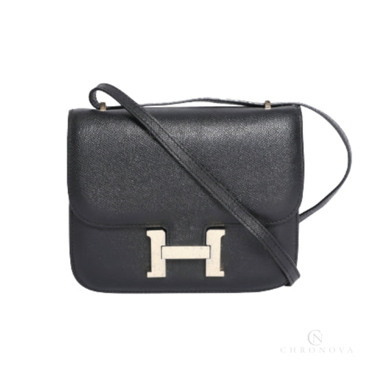 Hermès | Constance Mini 18 Shoulder Bag In Black Epsom Leather With A Gold-plated "h" Clasp Closure. - Free & Fast UAE Shipping