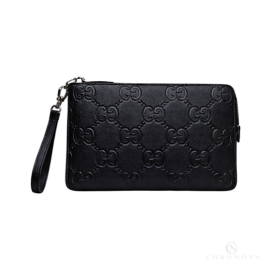 Gucci Pouch | Black Leather Logo Canvass - View 1