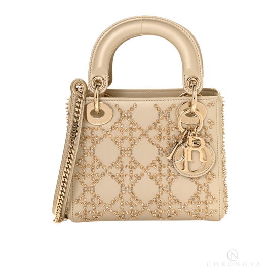 Dior | Bag In Platinum-tone Metallic Cannage Lambskin - Free & Fast UAE Shipping
