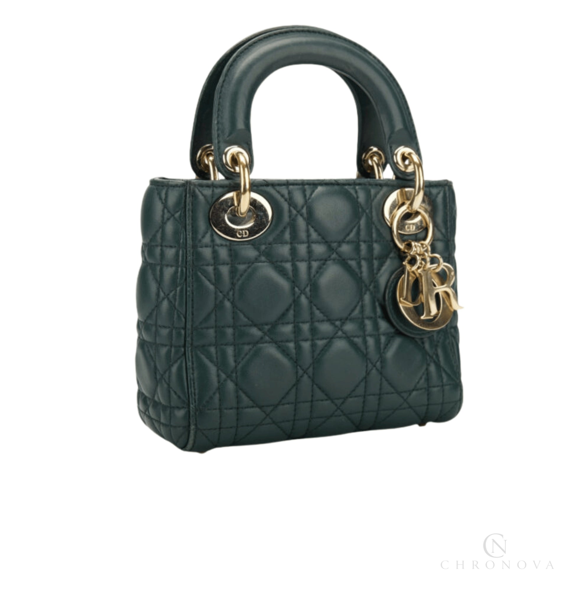 Dior | Lady Dior Bag In Green Cannage Leather. - Free & Fast UAE Shipping