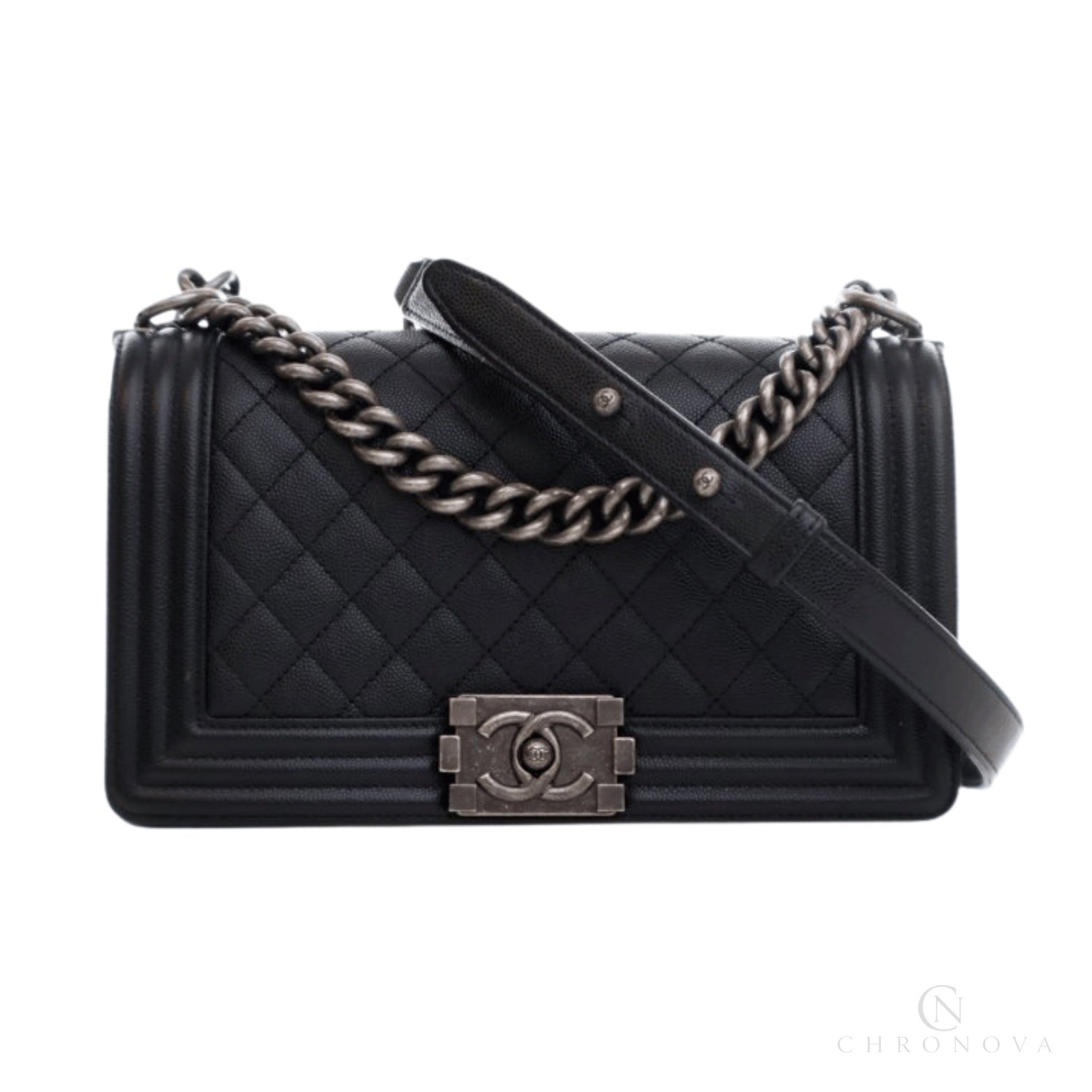 Chanel | Boy Bag In Black Quilted Caviar Leather - Free & Fast UAE Shipping