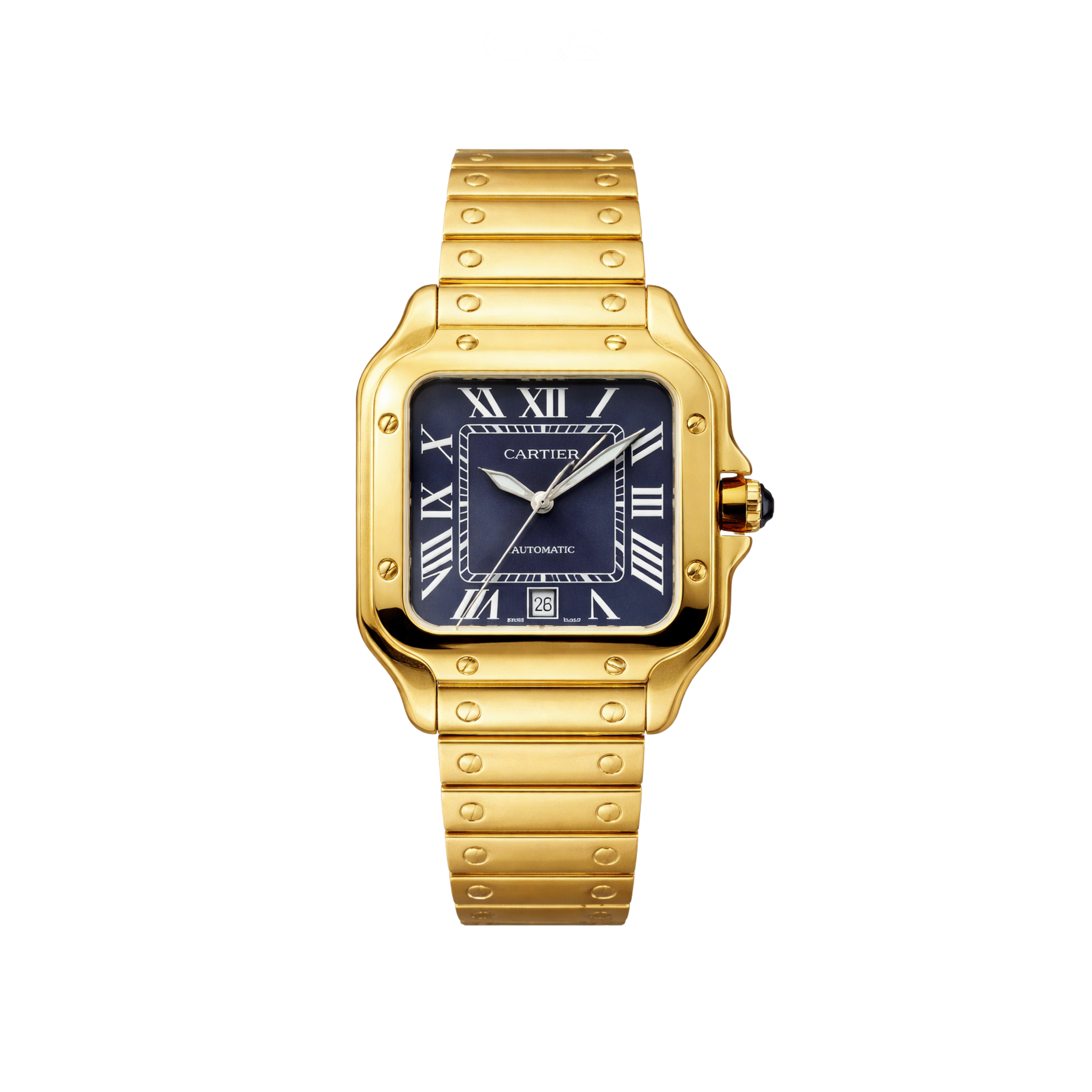 Cartier Santos de Cartier Golden Steel Watch – Blue Dial