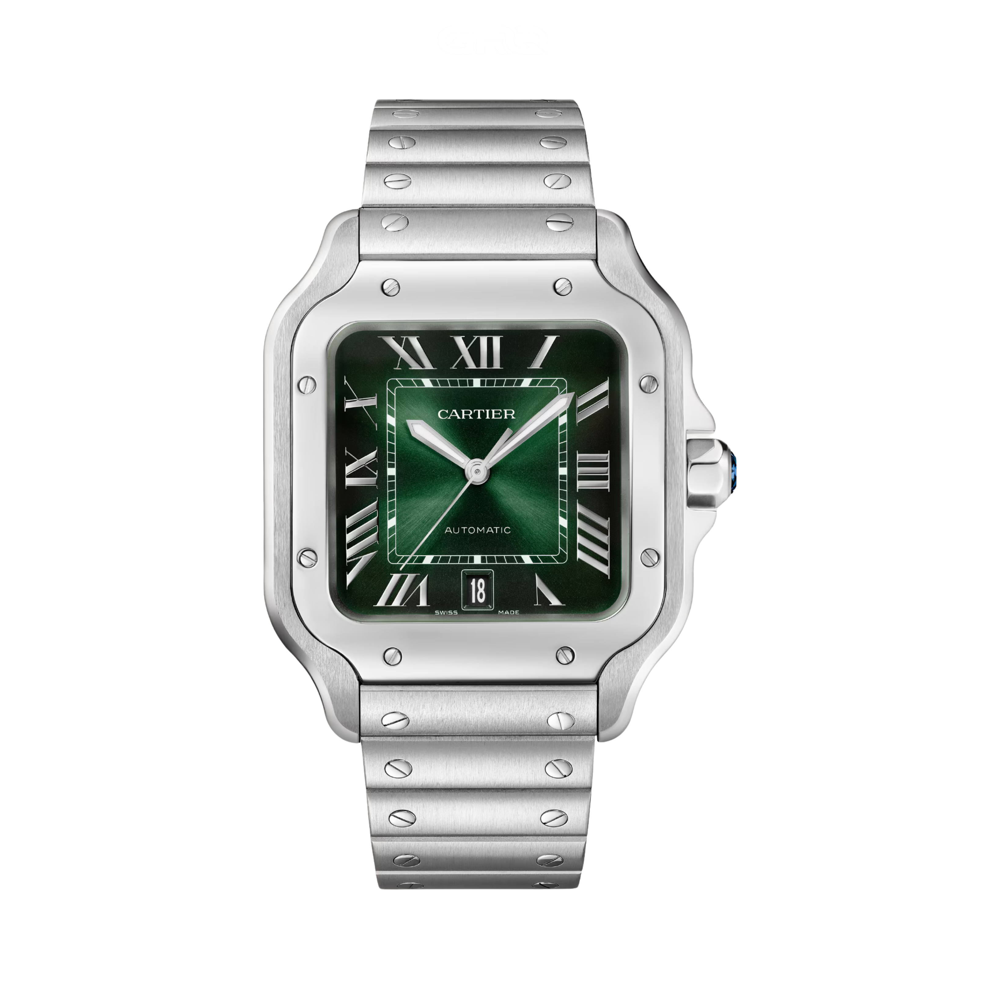 Cartier Santos de Cartier Large Green Dial Stainless Steel Watch