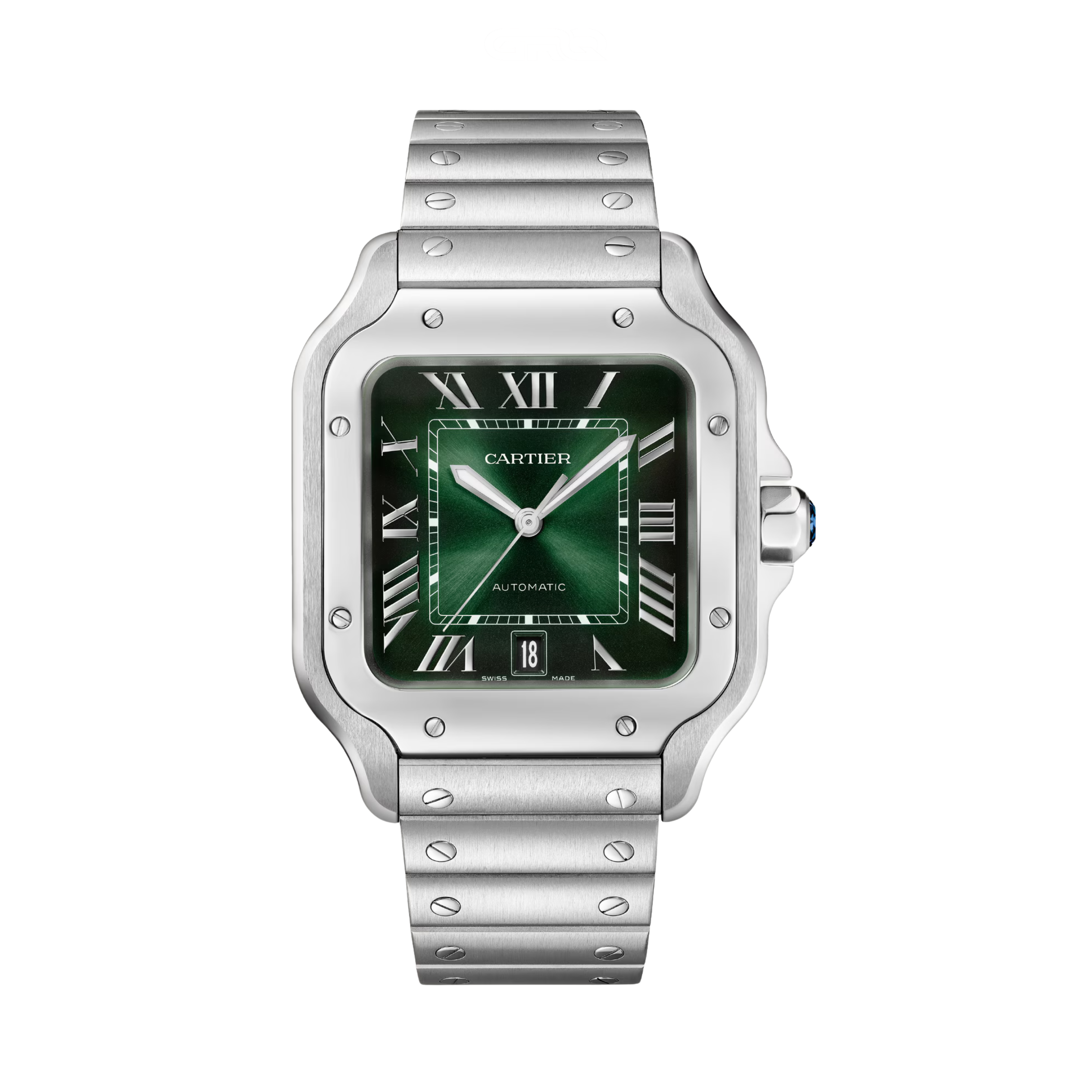Cartier Santos de Cartier Large Green Dial Stainless Steel Watch