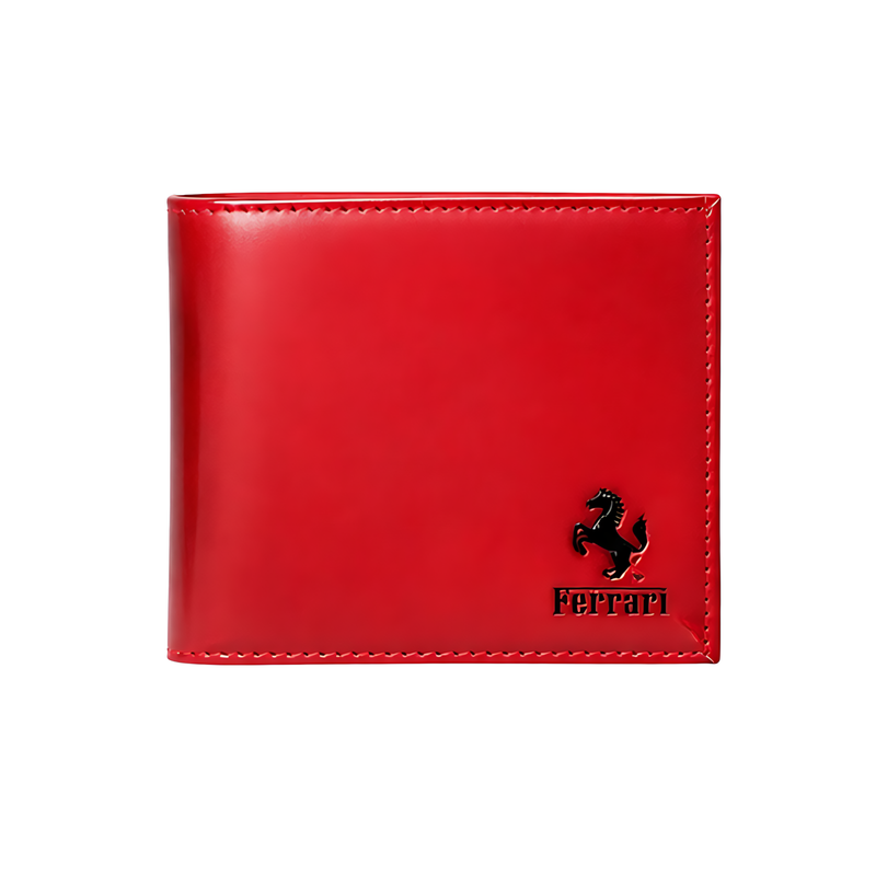Ferrari Wallet | Red Leather Horse Logo - View 1