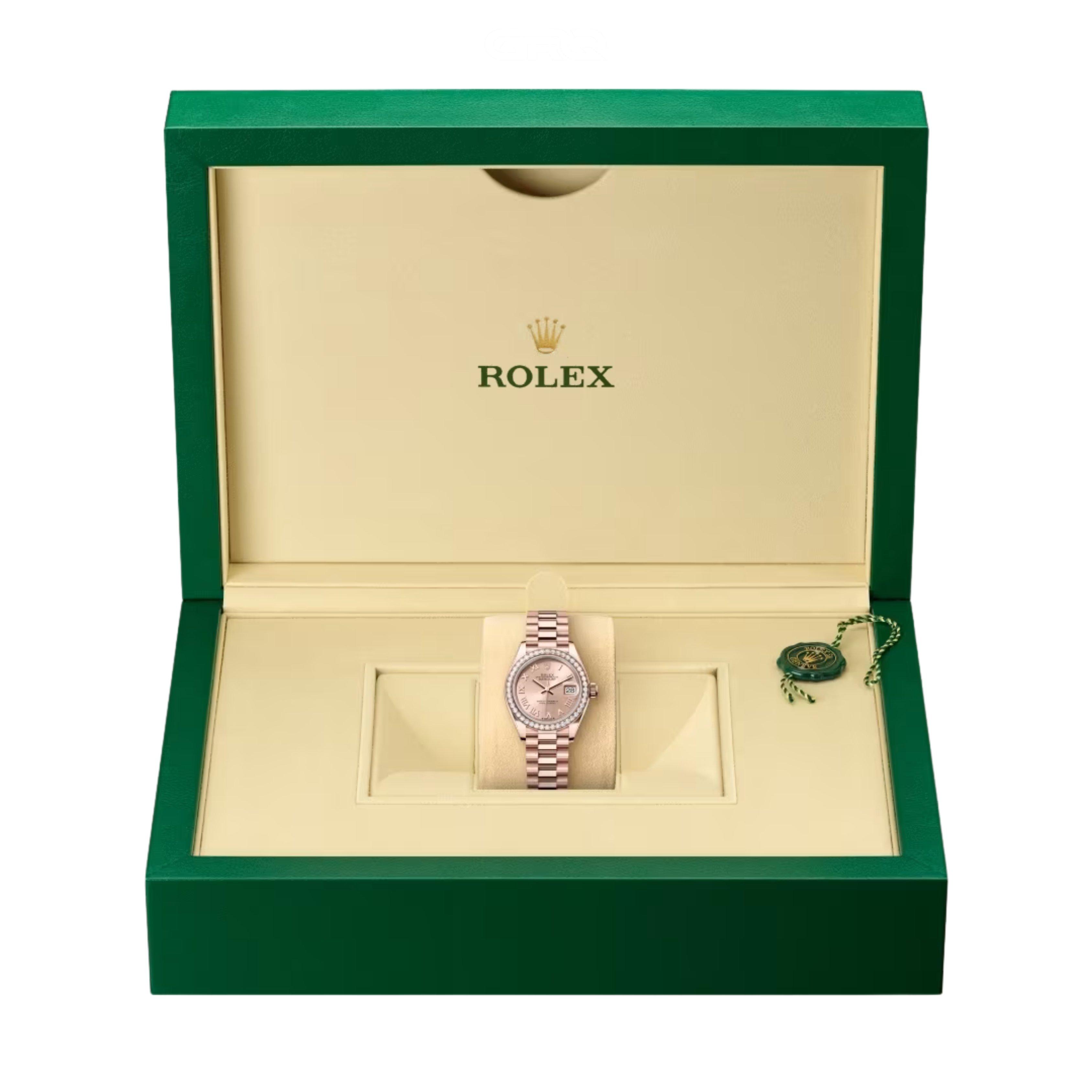 Rolex Datejust 28 Rose Dial Diamond Bezel Watch