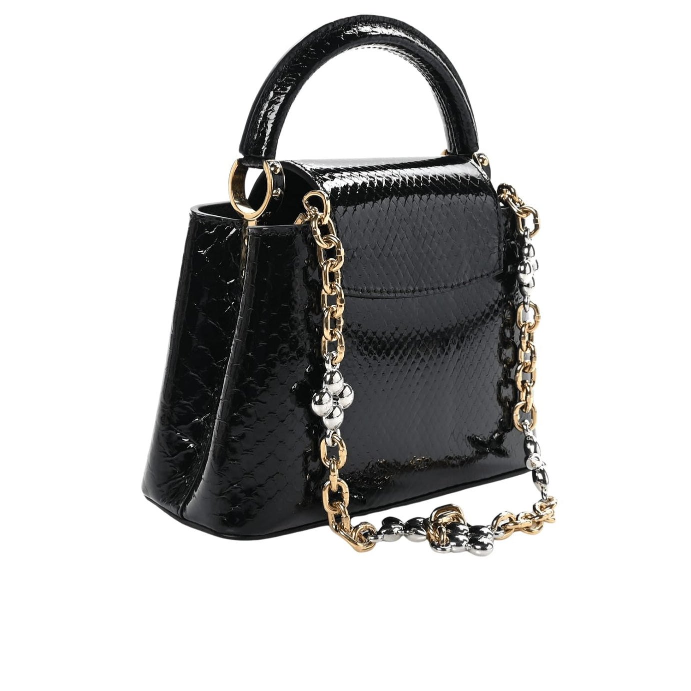 Louis Vuitton | Snakeskin Flower Chain Capucines Mini Bag In Black - Free & Fast UAE Shipping