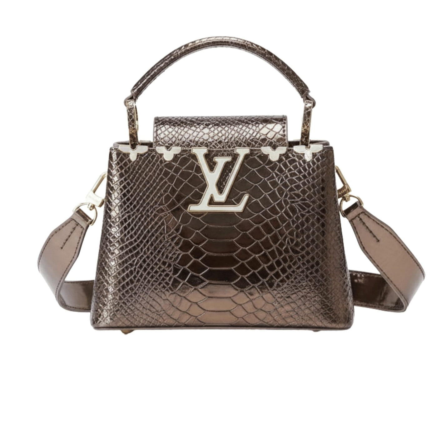 Louis Vuitton | Capucines Handbag In A Metallic Python Or Alligator - Free & Fast UAE Shipping