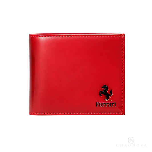 Ferrari Wallet | Red Leather Horse Logo - View 1