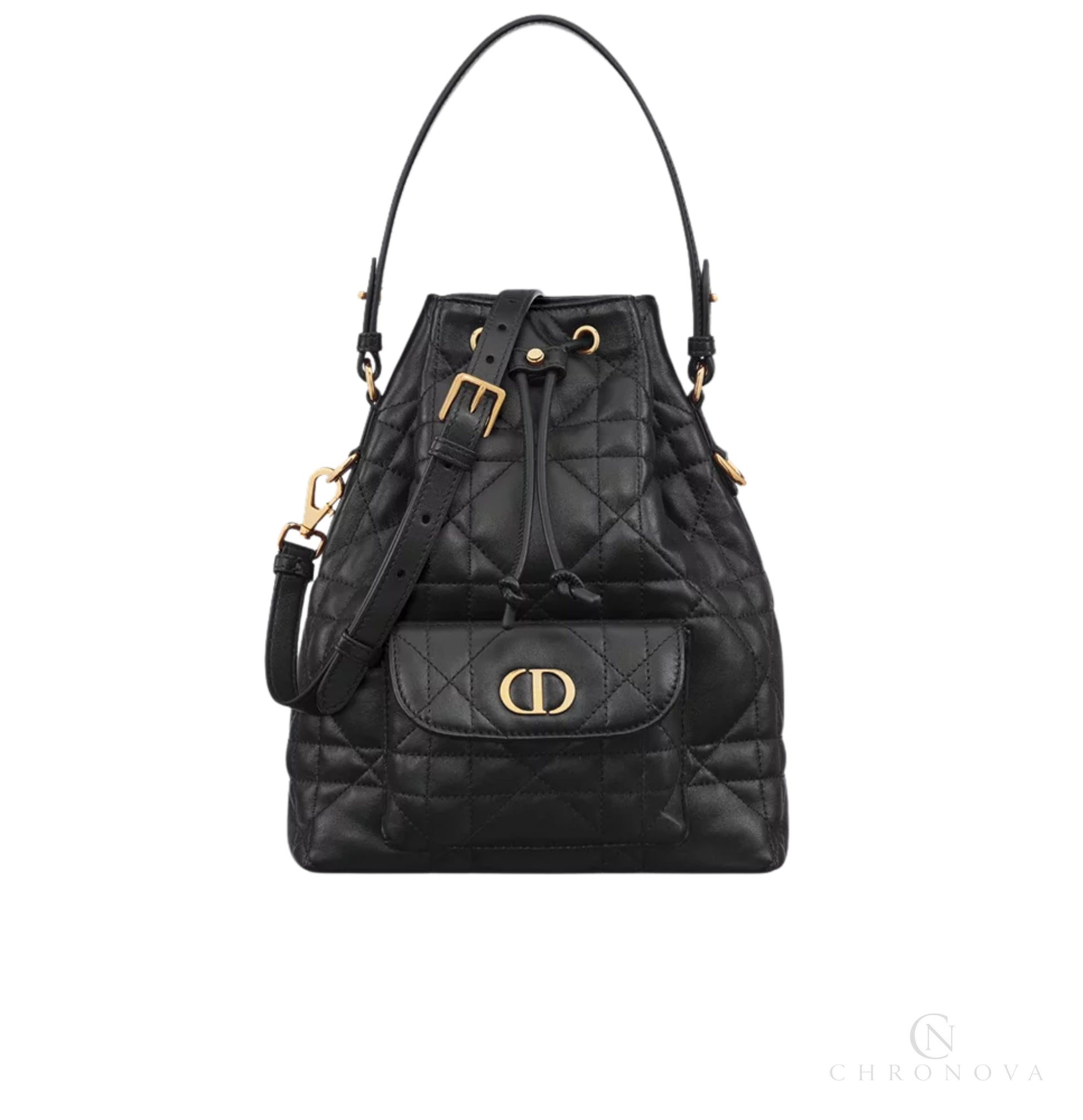 Dior | Caro Backpack In Black Macrocannage Lambskin - Free & Fast UAE Shipping
