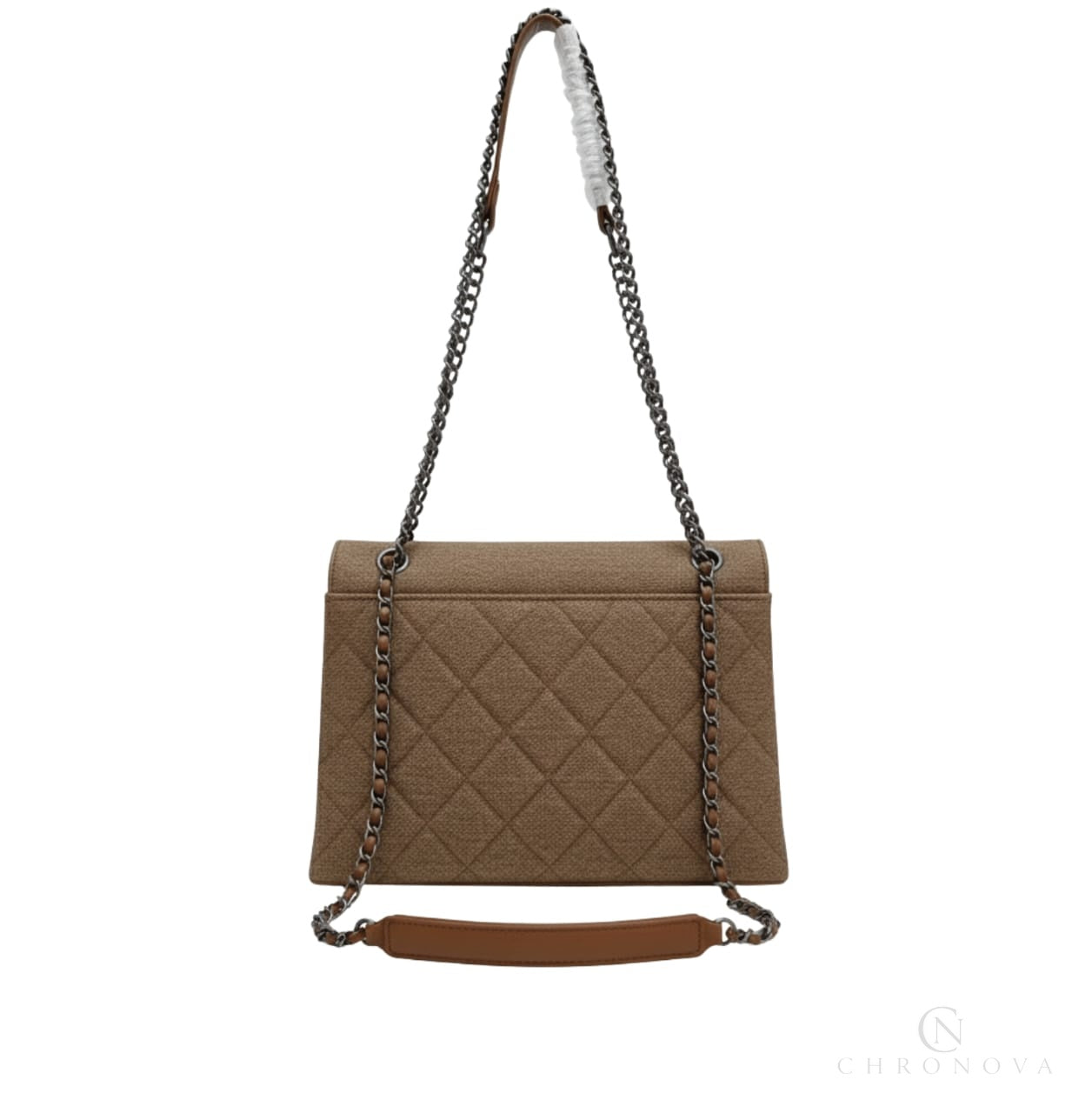 Chanel | Timeless/classic Flap Bag In Beige Jersey Material. - Free & Fast UAE Shipping