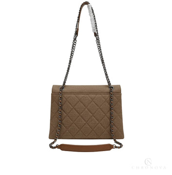 Chanel | Timeless/classic Flap Bag In Beige Jersey Material. - Free & Fast UAE Shipping