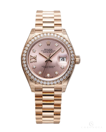 Rolex Datejust Rose Gold Diamond Watch