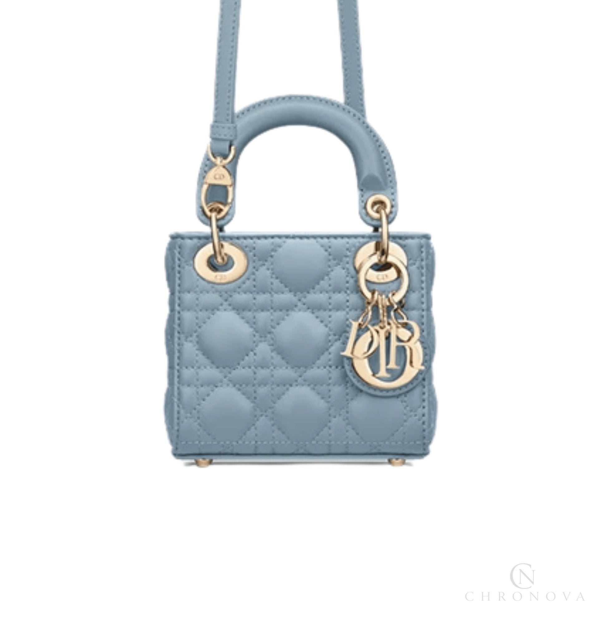 Dior | Lady Dior Micro Bag In A Soft or Dusk Blue - Free & Fast UAE Shipping