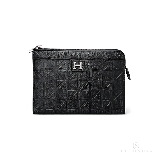 Hermes Wrist Pouch | black embossed pattern - View 2