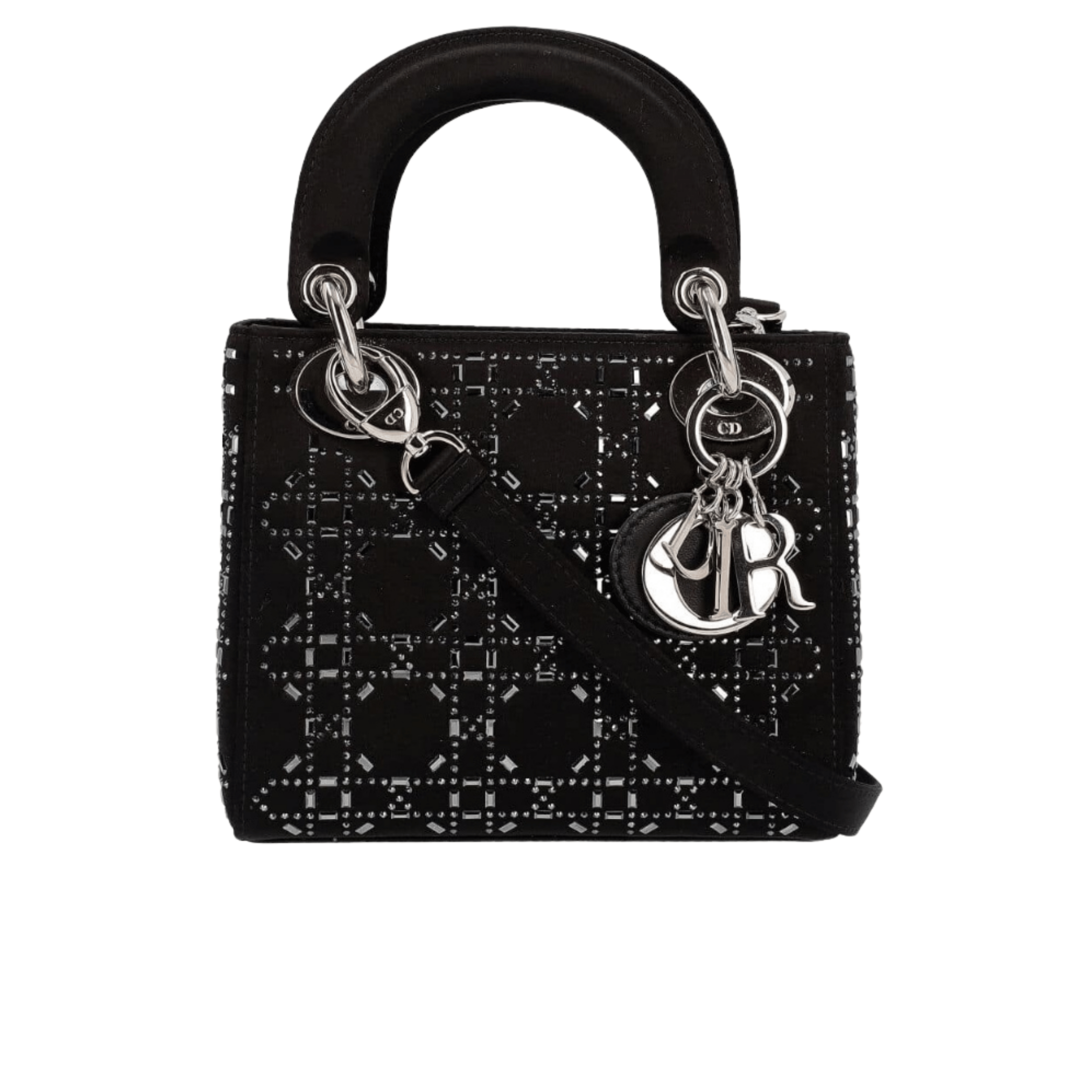 Dior | Bag In Black Strass Cannage Satin - Free & Fast UAE Shipping