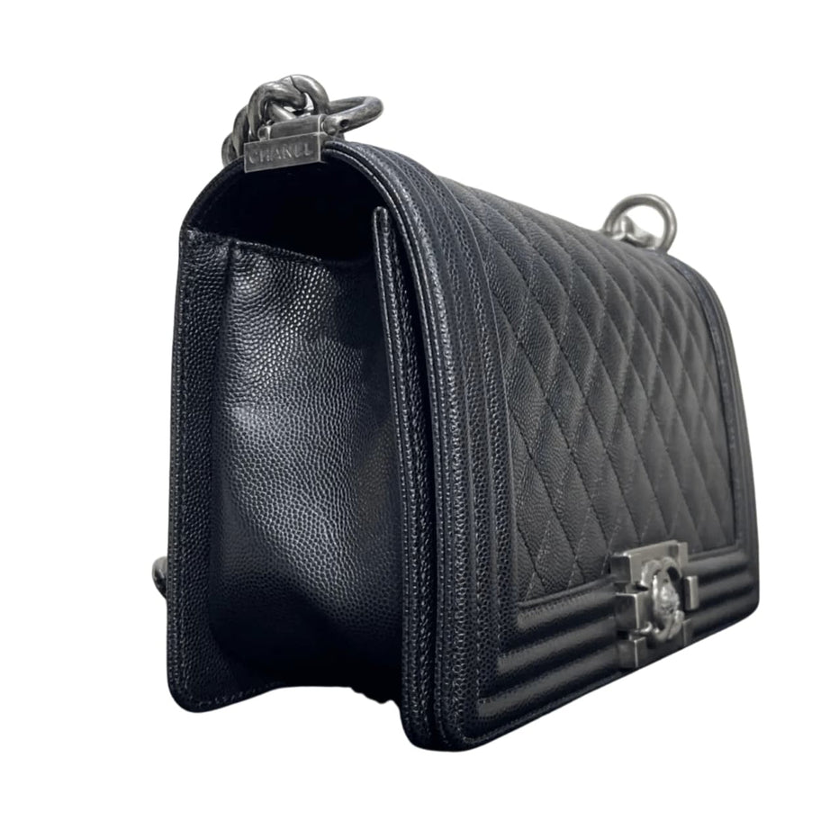Chanel | Boy Bag In Black Quilted Caviar Leather - Free & Fast UAE Shipping